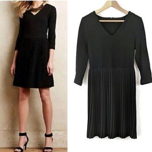Anthropologie Ganni Black Pleated Fulton Longsleeve Dress XS